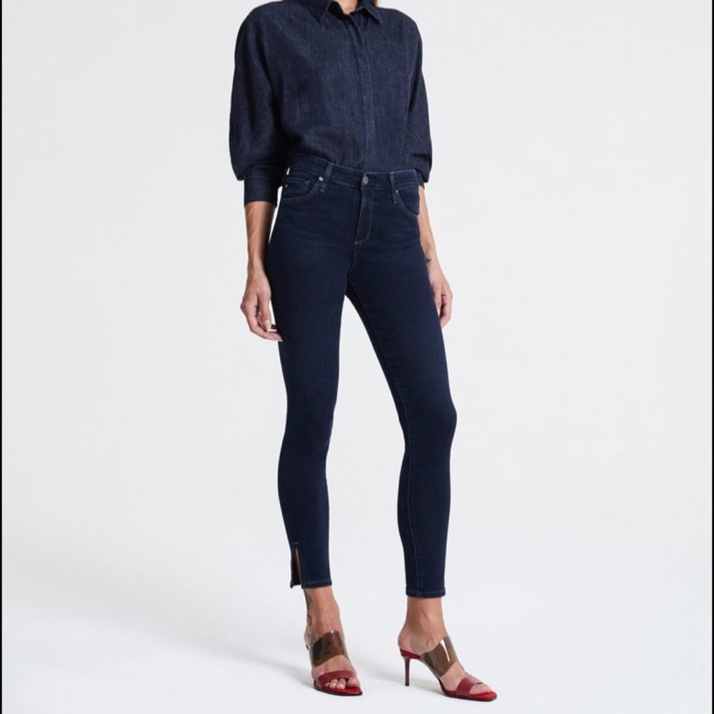 AG Farrah skinny high rise jeans with split hem